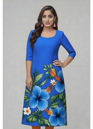 Muslim Kurtta Women's Casual Fashion Dress National Style Straight Tube Casual Ethnic Flower Robe Arabe Femme Modest Slit hem