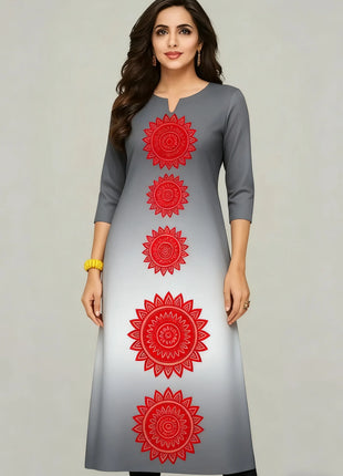Muslim Women's Kurt Casual Fashion Dress Straight Tube Casual Ethnic Flower Muslim Fashion Long Sleeve Dresses National Style