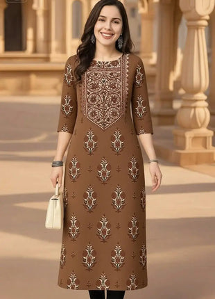 Muslim Women's Kurt Fashionable And Elegant Flowers Straight Tube Casual Comfortable Dress 2026 Abito Donna Musulmana Slit hem