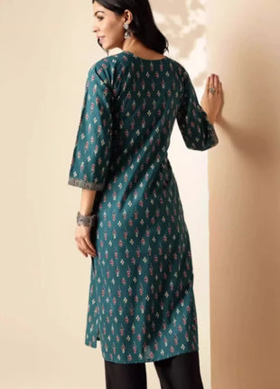 Indian Women's Ethnic Style Pure Cotton Printed Seven Quarter Sleeve Top