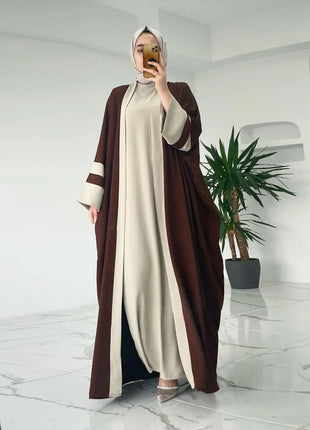 Eid Muslim Dress & Abayas for Women 2 Piece Set Musulman Ensembles Morocco Ramadan Caftan Abaya Kaftan Dubai Arab Long Robe 2024