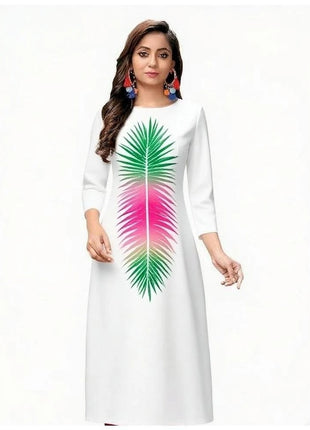 Muslim Kurtta Women's Casual Fashion Dress National style Straight Tube Casual Ethnic Flower Kaftan Moroccan Slit hem Robe
