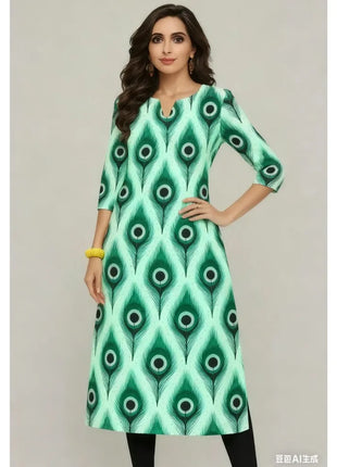 Muslim Kurtta women's Casual Fashion Dress National style Straight Tube Casual Ethnic Flower Round Neck Regular Design Sense