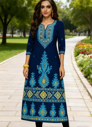 Muslim Women Kurt Casual Dress Middle Eastern Straight Casual Ethnic Flower Mandarin National Style Caftan Marocain Femme