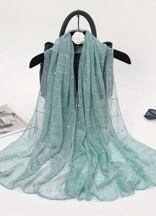 1PCS Spring and Autumn Women's High Elasticity sequin Chain Scarf, Wick Silk Long Scarf, Indian Scarf, Slide Silk Scarf