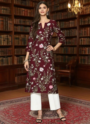 Muslim Dress Kurt Women's Fashionable And Elegant Straight Tube Casual Round Neck Colorful Flowers Pattern Dress Abiti Lunghi