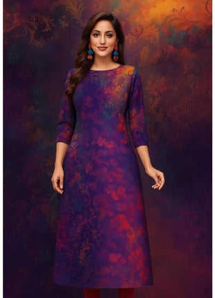 Muslim Women's Kurt Fashionable And Elegant Long Sleeved Straight Tube Casual Kurtta Peacock Pattern Kaftan Marroqui Slit hem