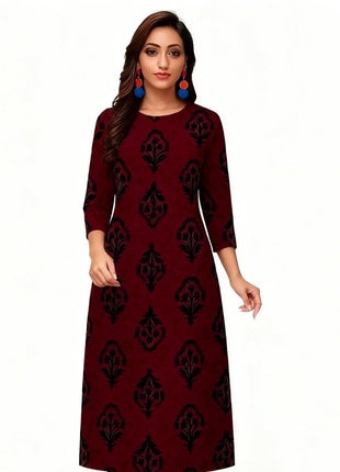 Muslim 2026 Women's Kurt Fashionable And Elegant Straight Tube Casual Slit hem Pattern Women Dress Turkish Abaya