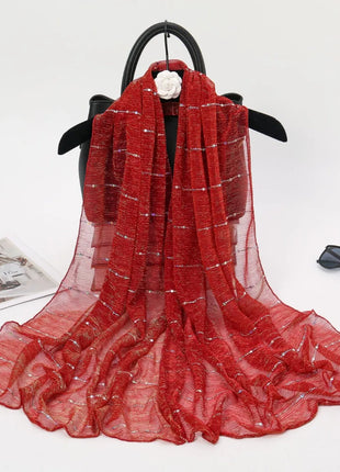 1PCS Spring and Autumn Women's High Elasticity sequin Chain Scarf, Wick Silk Long Scarf, Indian Scarf, Slide Silk Scarf