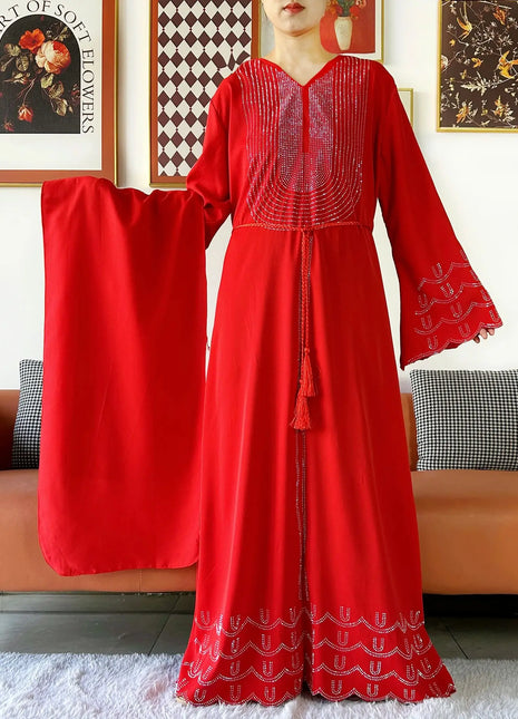 New 2025 Dubai Diamonds Muslim Women Modest Dress Elegant Arabic Femme Hijab Long Sleeve Chiffon Abaya Islamic Turkey Clothing