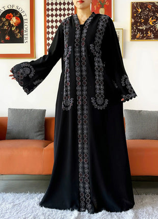 2025 Women Elegant Party Dress Chiffon Open Zipper Loose Abaya Muslim Women Dress Islamic Clothing Cardigan Abaya Muslim Dress