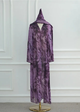 Eid Abaya for Women Print Cardigan Scarf Set Muslim Dresses Ramadan Morocco Dubai Jalabiya Kaftan Vestidos Arab Long Robe 2025