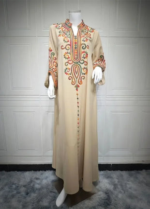 Ramadan Muslim Women's Embroidered Loose abaya Dresses For Women Gala Morocco Dubai Elegant Casual Kaftan