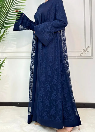 Ramadan Eid Prayer Lace Abaya 2 Piece Set Inner Dress Women Flare Sleeve Long Abayas Kaftan Djellaba Dubai Party Vestidos 2026
