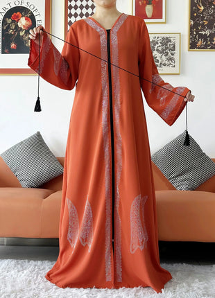 2024 Women Elegant Party Dress Chiffon Open Abaya Muslim Women Dress Islamic Clothing Cardigan Abaya Women Muslim Dress