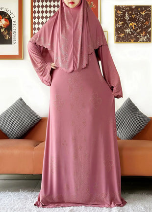 Muslim Two Piece Set Hijab Prayer Dress Fashion Abaya Set Women Prayer Garment Hijab Long Khimar Long Dress Sets Islamic Ramadan