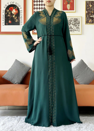 New Women Elegant Dress Chiffon Open Abaya with Zipper Muslim Women Dress Islamic Clothing Cardigan Abaya Women Muslim Dress
