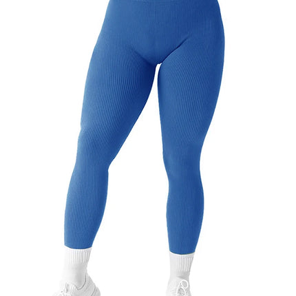 Women Ribbed Seamless Leggings High Waisted Gym Yoga Pants Push Up Leggings Athletic Fitness Workout Leggins Booty Sport Tights