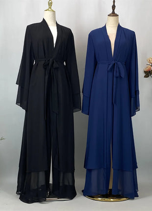 Ramadan Kebaya Chiffon Open Abaya For Women Muslim Dress Kaftan Islam Clothing Caftan Marocain Femme Modest Robe Dubai Kimono