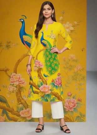 Muslim Women's Kurt Fashionable And Elegant Long Sleeved Straight Tube Casual Kurtta Peacock Pattern Kaftan Marroqui Mujer