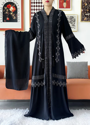 Laxury Design New Women Elegant Dress Chiffon Open Abaya Muslim Women Dress Islamic Clothing Cardigan Abaya Women Muslim Dress