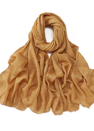 13 Color 80*180cm New Simple Silver Wire Wrinkle Plaid Solid Color Chain Gold Border Scarf Muslim Women Hijab Wrap Ramadan Islam