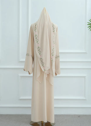 Luxurious Floral Embroidery Hijab Dress for Muslim Women Elegant Dubai Modest Abaya Eid Islam Party Jalabiya Turkey Kaftan Robe