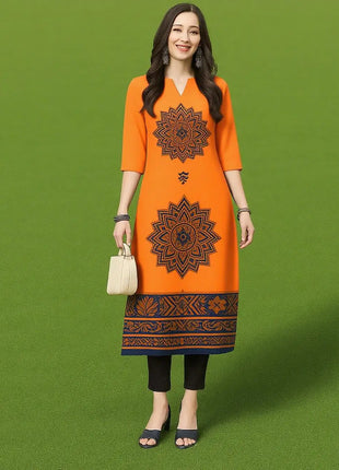 Muslim Women's Kurtta Casual Fashion Dress Straight Tube Casual Ethnic Flower Muslim Fashion Long Sleeve Dresses National Style