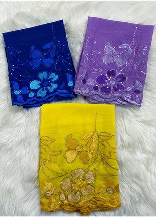 New Muslim Ramadan Scarf  Femme Musulman Foulard Hijabs For Woman African Islam Dubai Chiffon Sequins Embroidery Scarf Shawl