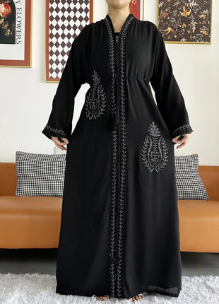 2024 Summer Women Elegant Dresses Dubai Party Outfits Long Sleeve Chiffon Dashiki Muslim Women Robe Open African Abaya Clothing