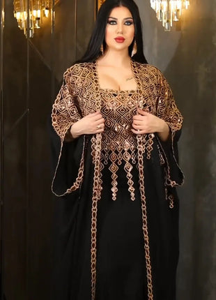 Eid 2 Piece Set with Inner Dress Party Abaya Women Ramadan Cardigan Long Dress Suits Kaftan Vestidos Largos Robe Jalabiya 2024