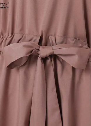 ZANZEA Muslim Women Matching Sets Long Sleeve Solid Color Tops And Loose Pant Suits Elegant Fashion Casual Tracksuit Kaftan 2025