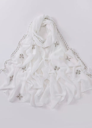 Hot Diamond Pearl Chiffon Hijabs for Women Muslim Fashion Long Shawl Head Wrap for Women Turbans for Women Ramadan Turban Femme