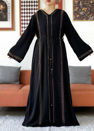New Elegant Women Abaya Long Sleeve Chiffon Loose Open Abaya Muslim Islamic Clothing Cardigan Style Muslim Fashion Dresses