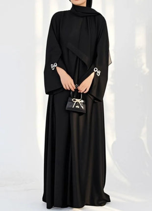 Eid Muslim Abaya for Women Bow Dresses Jalabiya Vestidos Split Sleeve Ramadan Morocco Dubai Long Robe Party Islam Kaftan 2025