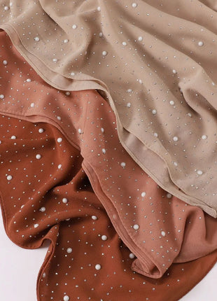 Hot Diamond Pearl Chiffon Hijabs for Women Muslim Fashion Long Shawl Head Wrap for Women Turbans for Women Ramadan Turban Femme