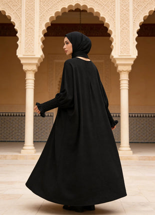 Minimalist Black Front-Zip Plain Abaya Maxi Dress Women Muslim Egyptian Kaftan Ramadan Jalabiya Islam Saudi Arabic Outfits 2025