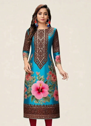 Muslim Dress Kurt Women's Fashionable Elegant Straight Tube Casual Peacock National Style Pattern Noble Skirt Muslim Slit hem
