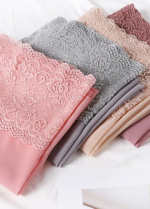 Women Hijabs Muslim Scarf Summer New Pearl Chiffon Lace Solid Color Lady Head Scarf Malaysia Tourism Shawl Turban Wrap Wholesale