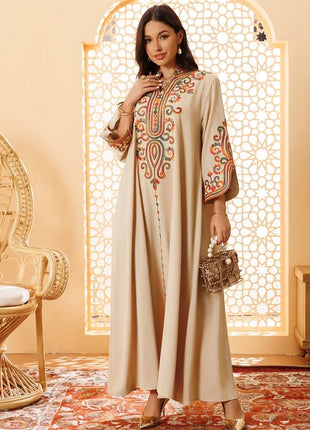 Ramadan Muslim Women's Embroidered Loose abaya Dresses For Women Gala Morocco Dubai Elegant Casual Kaftan