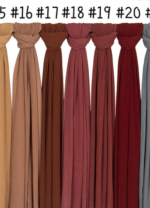 Big Size Pleated Chiffon Hijab Scarf for Muslim Women Turban Pashmina Shawls and Scarves Women Bandana Headband Hijabs Headscarf