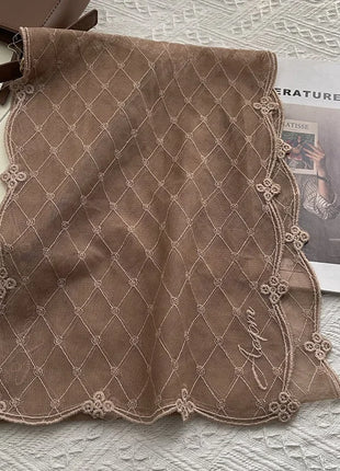 Court Style Embroidery Flower Lace Scarf Long Silk Women's Spring Summer Seaside Vacation Shawl Headscarf