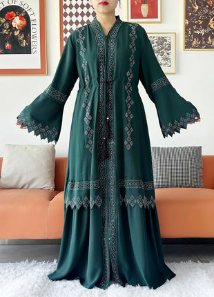 Laxury Design New Women Elegant Dress Chiffon Open Abaya Muslim Women Dress Islamic Clothing Cardigan Abaya Women Muslim Dress