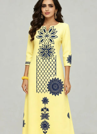 National style Women's Kurt Casual Fashion Dress Long Sleeved Straight Tube Casual Ethnic Flower Muslim Kaftan Dresses Morocco