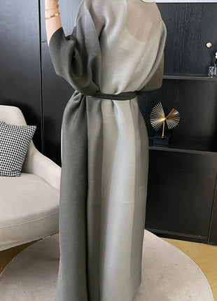 Wind Coat for Women 2024 Autumn New Style Gradient Color, Plus Fat and Enlarged Bat Sleeves, Scarf Style Long Outerwear