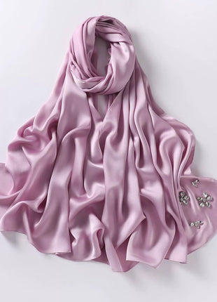 New Bubble Chiffon Hijab Scarf Handmade Flower Beaded Anchor Satin Silk Scarf  Hijabs for Women Turban Femme Ramadan Islamic