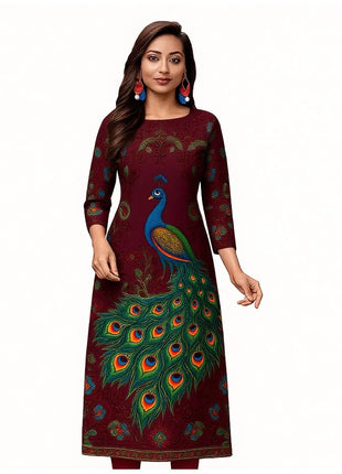 Muslim Kurtta Casual Dress Middle Eastern Straight Casual Ethnic Slit hem Mandarin Peacock National Style Caftan Marocain Femme