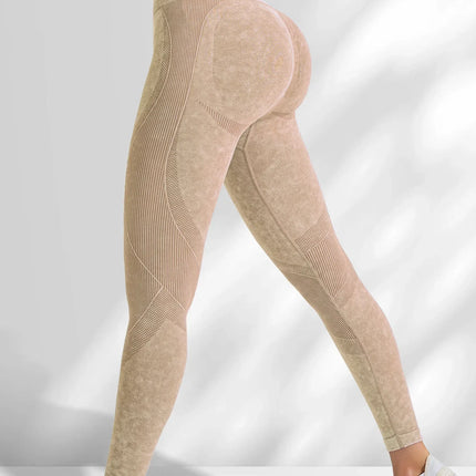 Women Seamless Gym High Waist Yoga Pants Hip Lifting Outdoor Sports Tight Waist Letter Sand Washed Pants Exercise Yoga Leggings