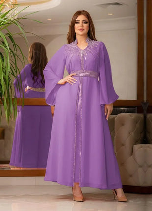 Luxury Abaya Diamonds Muslim Elegant Women Dresses Caftan Moroccan Dubai Kaftan Gown Evening Party Eid Long Maxi Dresses