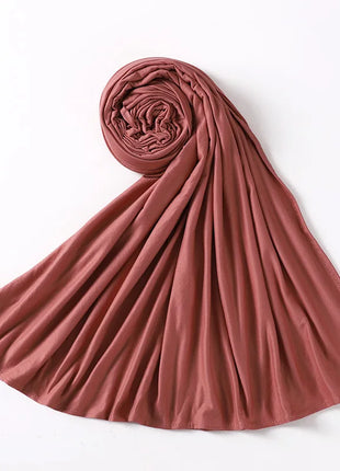 Muslim Plain Cotton Jersey Hijab Scarf Solid Color With Good Stitch Stretchy Soft Turban Head Wraps Shawl Foulard Femme